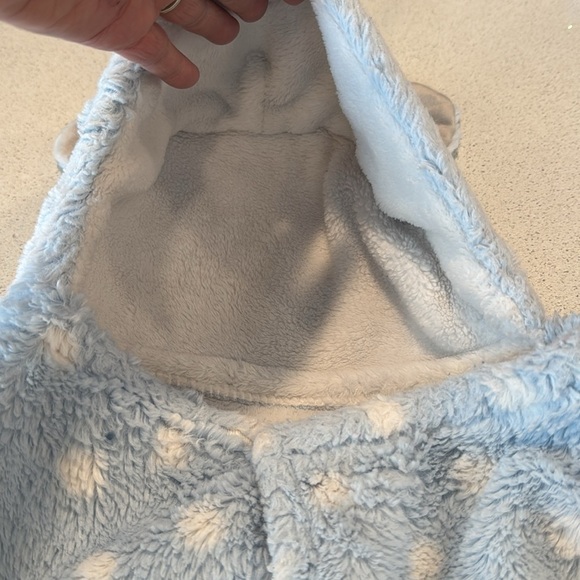 BLANKETS & BEYOND blue White Dots Hooded long ears dog BABY BLANKET Hood Plush - Picture 3 of 11